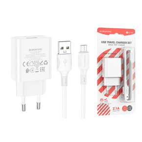 СЗУ USB + кабель MicroUSB BOROFONE BA74A Aspirer 2100mAh